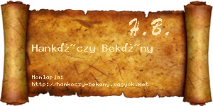 Hankóczy Bekény névjegykártya